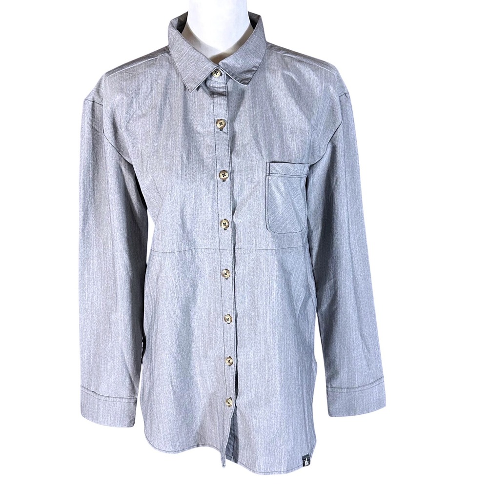The North Face Button Down Shirt Womens Medium Grey Long Sleeve Technical Top